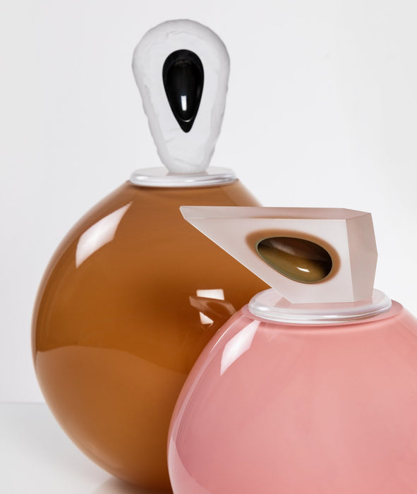 "Orb" Medium Pink Glass Cremation Urn - Modern Memorials