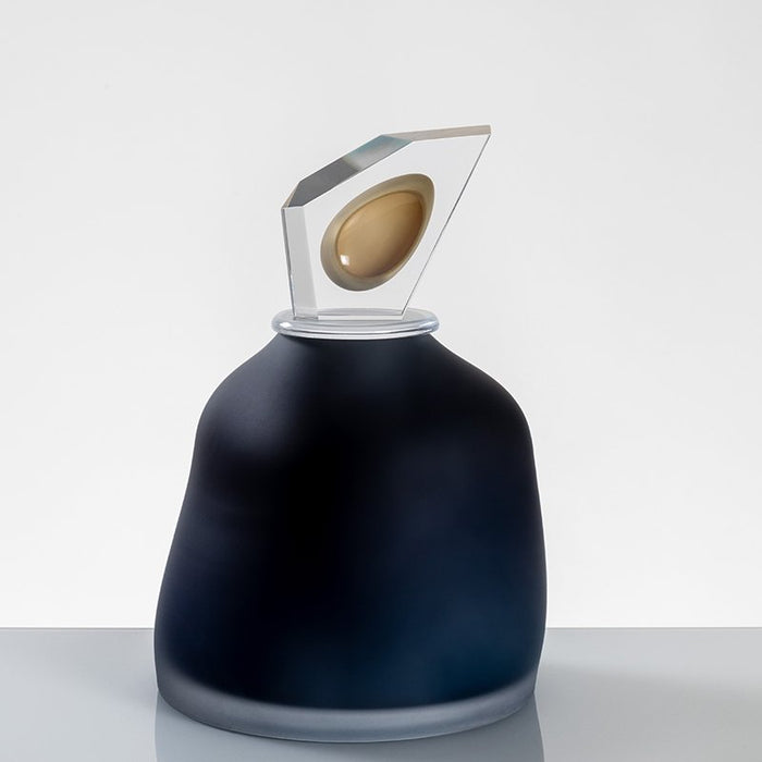 "Ovation" Large Navy Blue Glass Cremation Urn - Modern Memorials