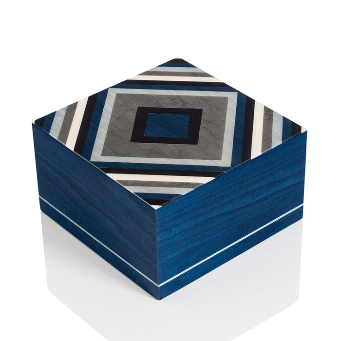 The Amalfi - Large Blue Wood Cremation Urn - Modern Memorials