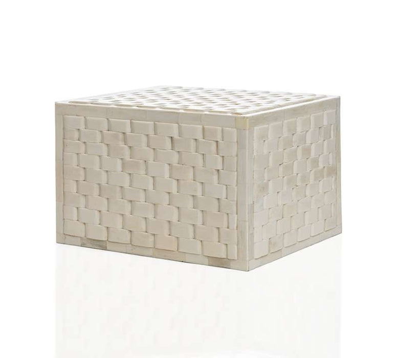 “Weaved” White Horn Inlay Cremation Urn - Modern Memorials