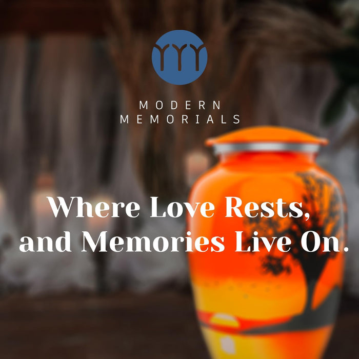 Urna de cremación para cenizas – Urnas de cremación para cenizas humanas, hombre y mujer adultos, urnas funerarias decorativas, urna conmemorativa con acabado de puesta de sol