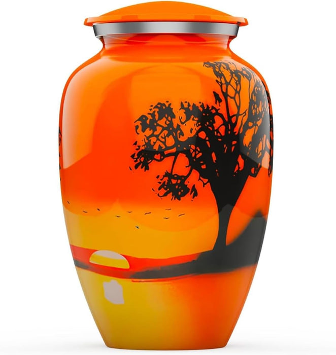 Urna de cremación para cenizas – Urnas de cremación para cenizas humanas, hombre y mujer adultos, urnas funerarias decorativas, urna conmemorativa con acabado de puesta de sol