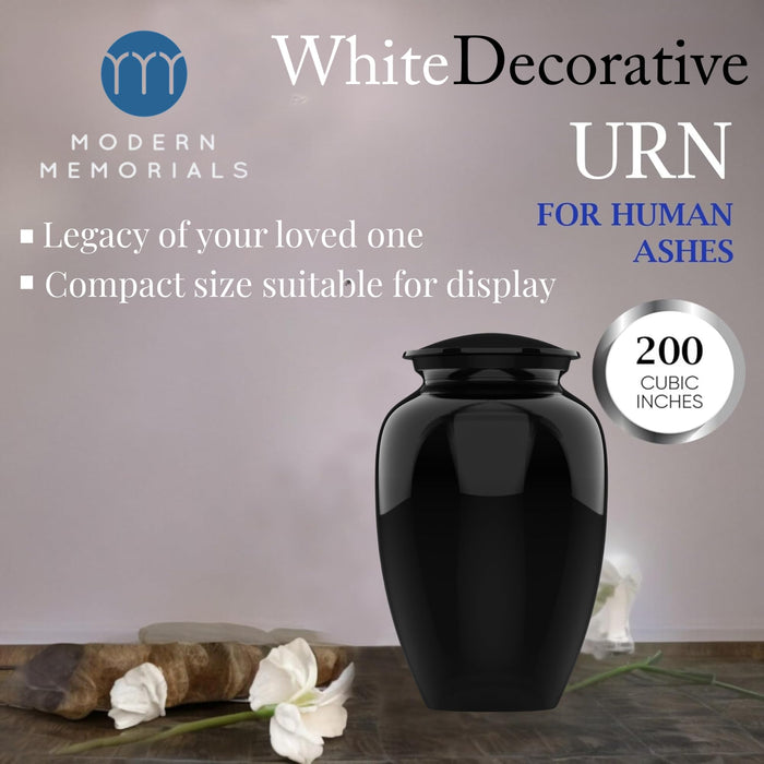 Modern Memorial Franklin Black Decorative Cremation Urn