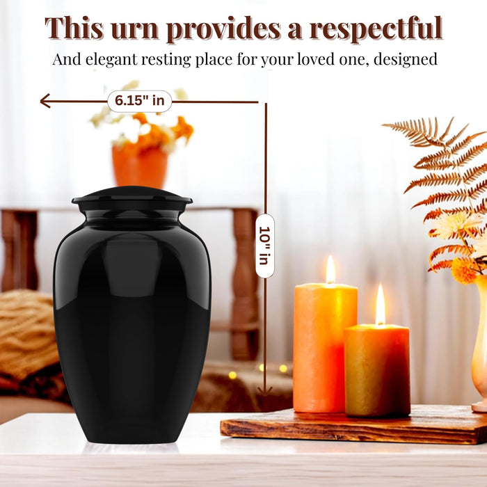 Modern Memorial Franklin Black Decorative Cremation Urn