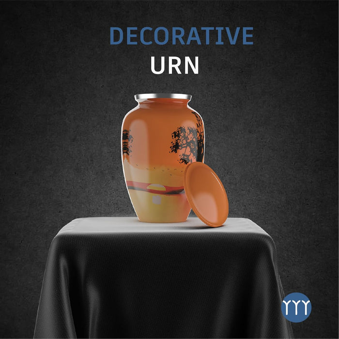 Urna de cremación para cenizas – Urnas de cremación para cenizas humanas, hombre y mujer adultos, urnas funerarias decorativas, urna conmemorativa con acabado de puesta de sol