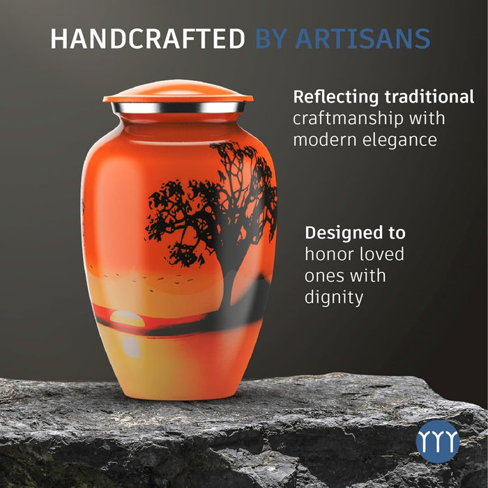 Urna de cremación para cenizas – Urnas de cremación para cenizas humanas, hombre y mujer adultos, urnas funerarias decorativas, urna conmemorativa con acabado de puesta de sol