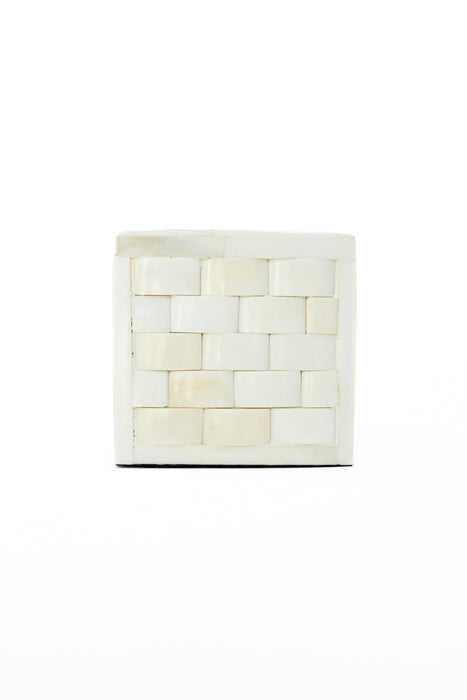 “Weaved” White Horn Inlay Cremation Urn