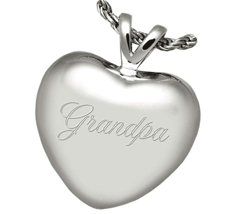 14K Gold Rounded Heart Cremation Jewelry Pendant (Engravable) - Modern Memorials