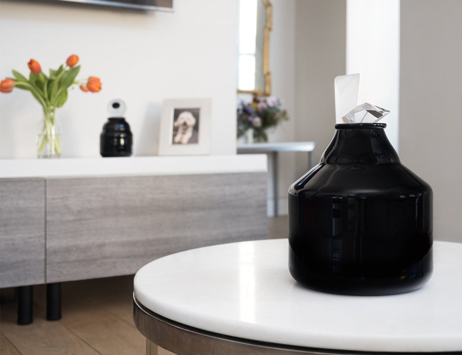 “Embrace” Large Black Glass Cremation Urn - Modern Memorials