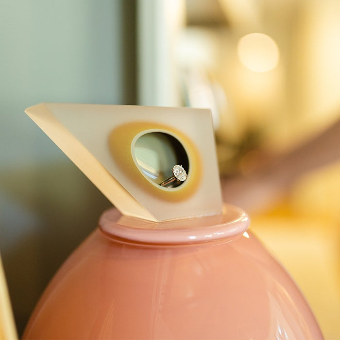 "Orb" Medium Pink Glass Cremation Urn - Modern Memorials