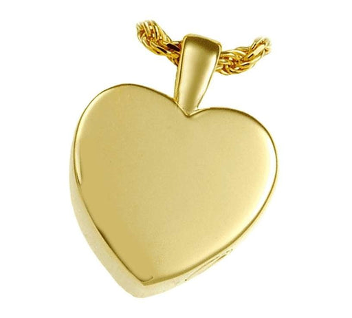 Small 14K Gold Classic Heart Shaped Cremation Jewelry Pendant (Engravable) - Modern Memorials